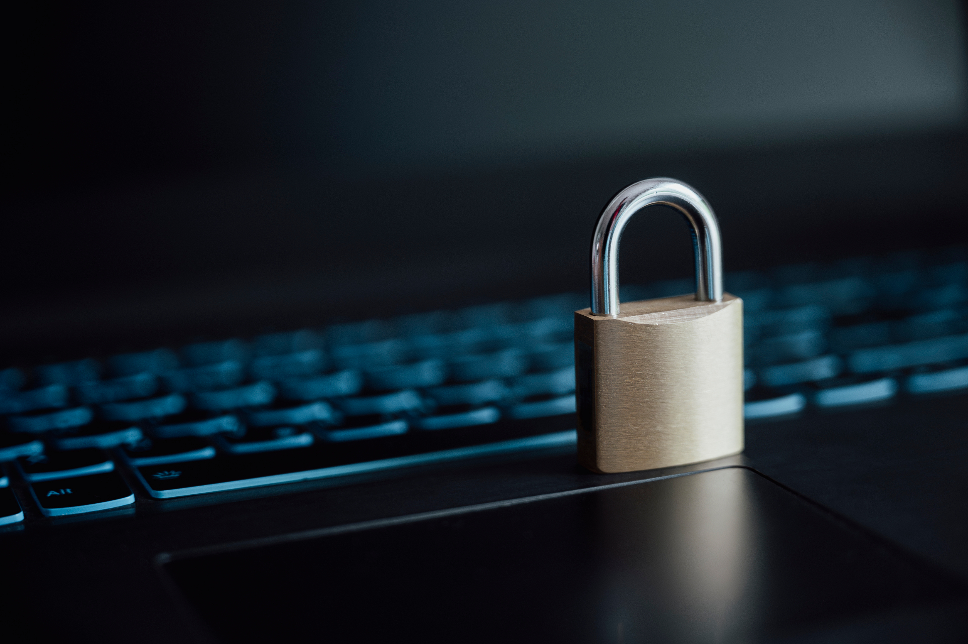 Datenschutz und IT-Security Schulung – Vorhängeschloss auf Laptop
